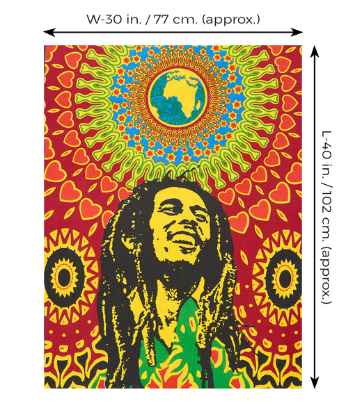 One Love’ is the incredible song that defines Marley’s sensibilities as a songwriter and a musician and this wall décor tapestry commemorates just that. The vibrant colors of this Jaipuri tapestry along with the classy hand-printed design will revamp a boring wall into a psychedelic, gypsy-styled piece of art. The size of this tapestry is 40 X 30 inches, perfect to use it as a poster, wall hanging, tablecloth, sofa cover, sarong or a beach throw.