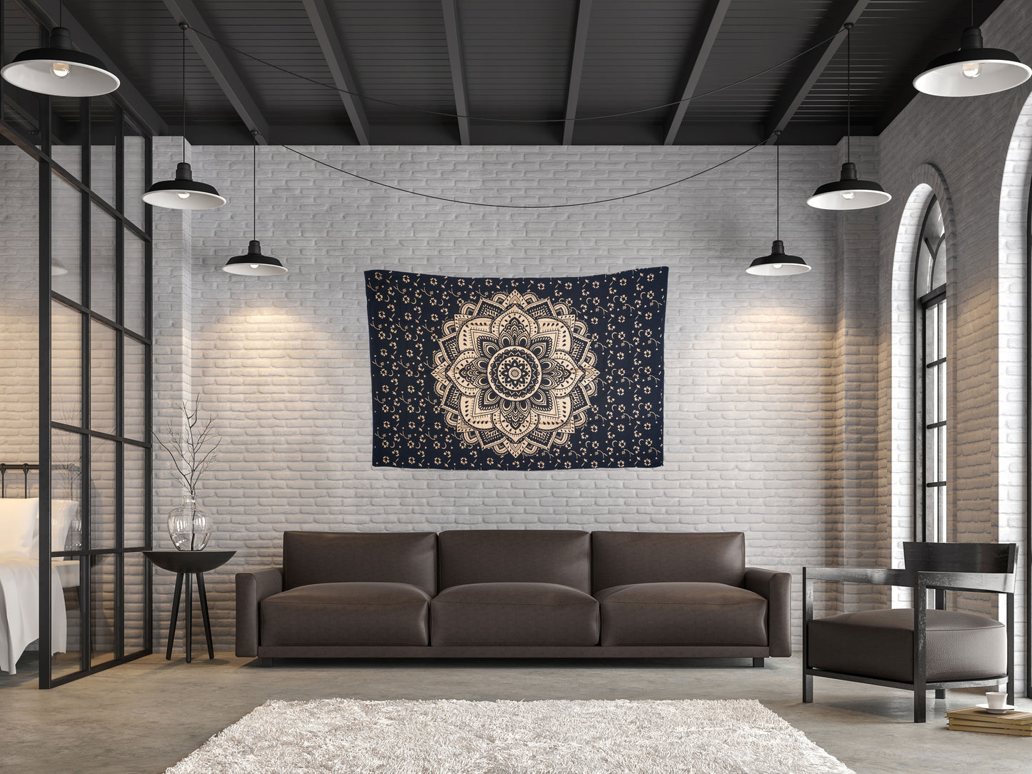 
                  
                    This Black Gold Flower Mandala tapestry is made in India and handcrafted by local artists with screen printed designs. Mandala signifies the universe and this particular design brings energy, wisdom and creativity to one's life. Use as wall art, wall hanging, yoga mat, beach throw, picnic sheet and so much more.
                  
                