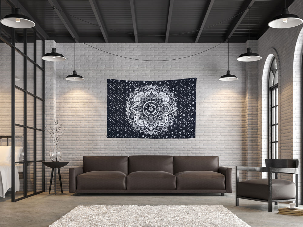 
                  
                    This twin sized wall tapestry is a traditional floral design that is believed to bring balance, positivity and spiritual growth in one’s life. You can use this handicraft tapestry in a number of ways – as a wall hanging, bed sheet, blanket, yoga mat, meditation mat, dorm wall decorator, sofa cover, beach throw, tablecloth or a picnic blanket. It instantly gives your living space a hippie, psychedelic and Bohemian vibe.
                  
                