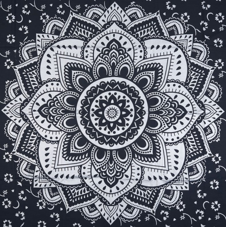 
                  
                    This twin sized wall tapestry is a traditional floral design that is believed to bring balance, positivity and spiritual growth in one’s life. You can use this handicraft tapestry in a number of ways – as a wall hanging, bed sheet, blanket, yoga mat, meditation mat, dorm wall decorator, sofa cover, beach throw, tablecloth or a picnic blanket. It instantly gives your living space a hippie, psychedelic and Bohemian vibe.
                  
                