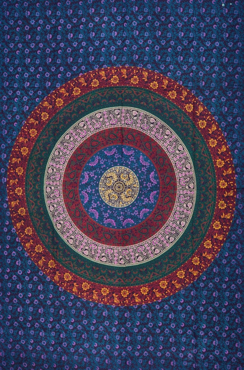
                  
                    This multi color Mandala tapestry has been created with flowers, branches, shrubs and leaves in various colors and patterns, but primarily the shades of blue. And blue color is a symbol of healing powers, wisdom and purity in Indian as well as Buddhist traditions.   Use it for decoration purposes in the form of a wall hanging, tablecloth, curtain or a room divider or use it for utility purposes in the form of a yoga mat, picnic blanket, bed sheet, wall art, beach throw or a sofa cover.
                  
                