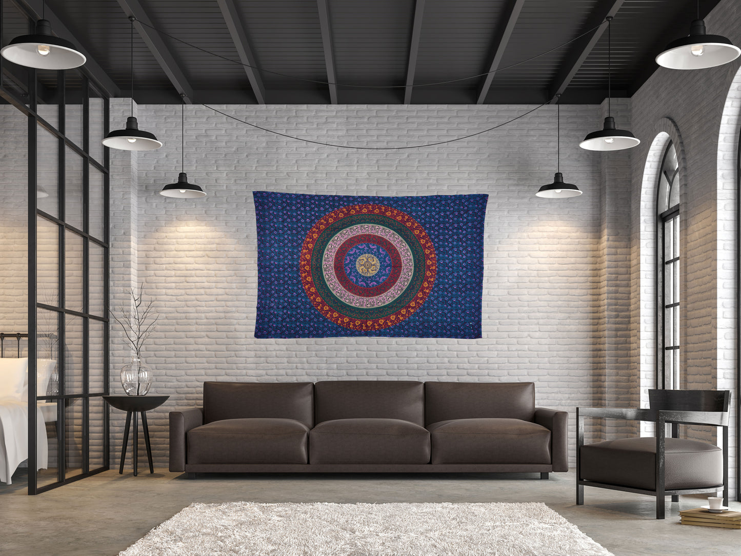 
                  
                    This multi color Mandala tapestry has been created with flowers, branches, shrubs and leaves in various colors and patterns, but primarily the shades of blue. And blue color is a symbol of healing powers, wisdom and purity in Indian as well as Buddhist traditions. Use it for decoration purposes in the form of a wall hanging, tablecloth, curtain or a room divider or use it for utility purposes in the form of a yoga mat, picnic blanket, bed sheet, wall art, beach throw or a sofa cover.
                  
                